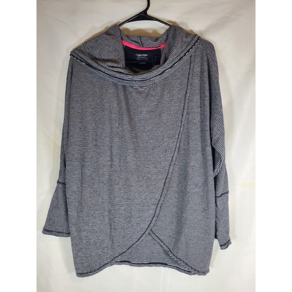 CALVIN KLEIN Womens Crossover Performance Striped Sweater Size M Stretch